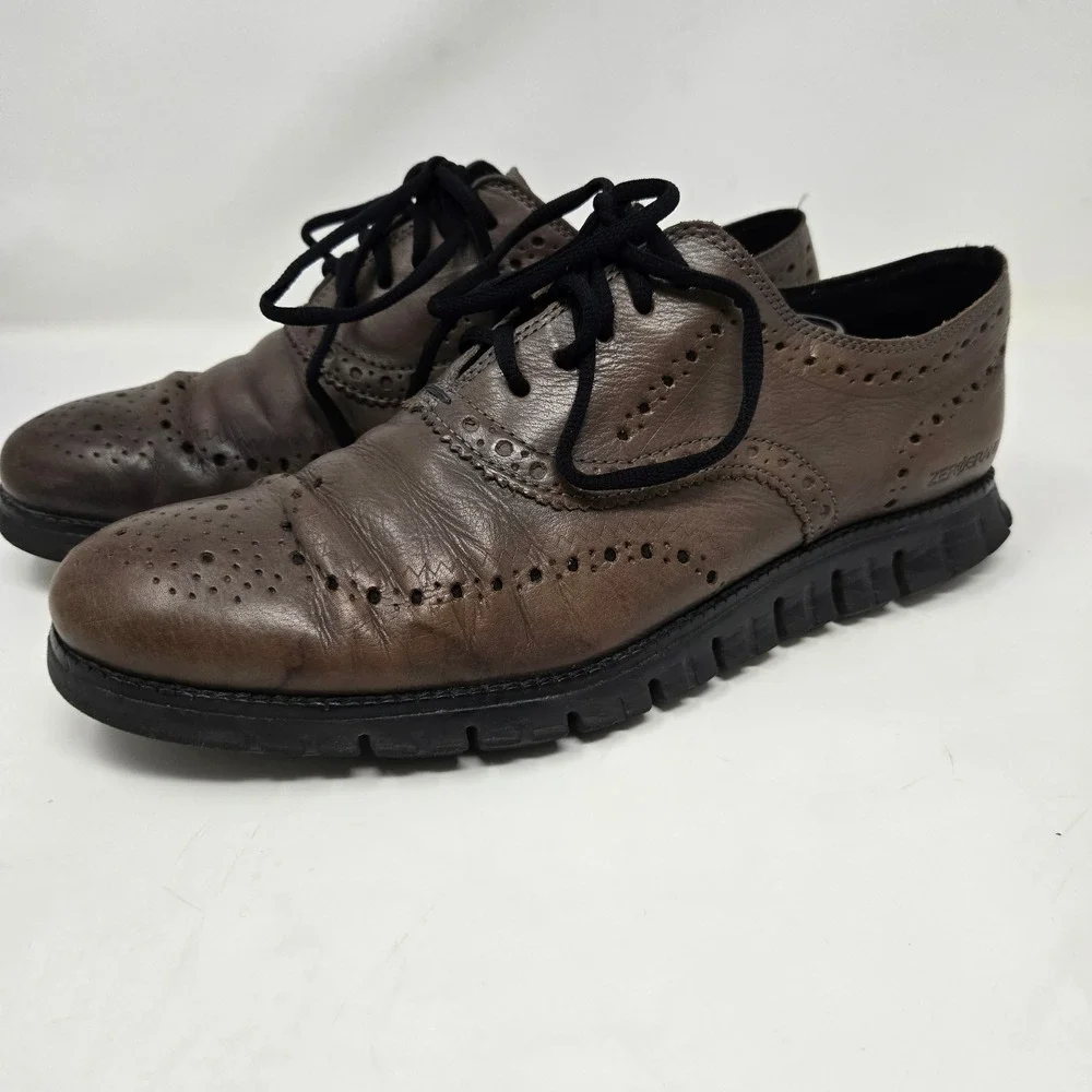 Cole Haan Zerogrand Mens Brown Leather Wingtip Oxford Shoes C30720 Size 9.5 M‎